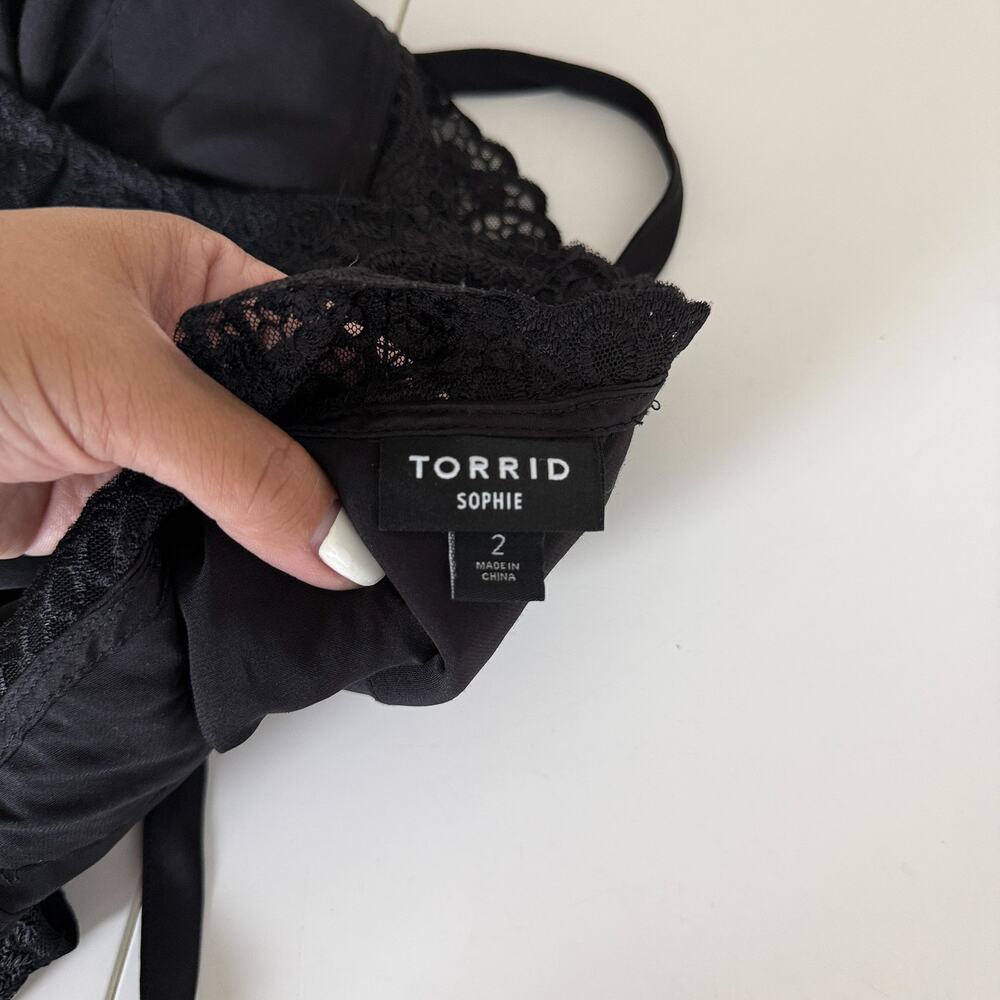 Torrid Black Lace Trim Satin Cami Tank Top Sophie - 2 2X - Picture 5 of 9